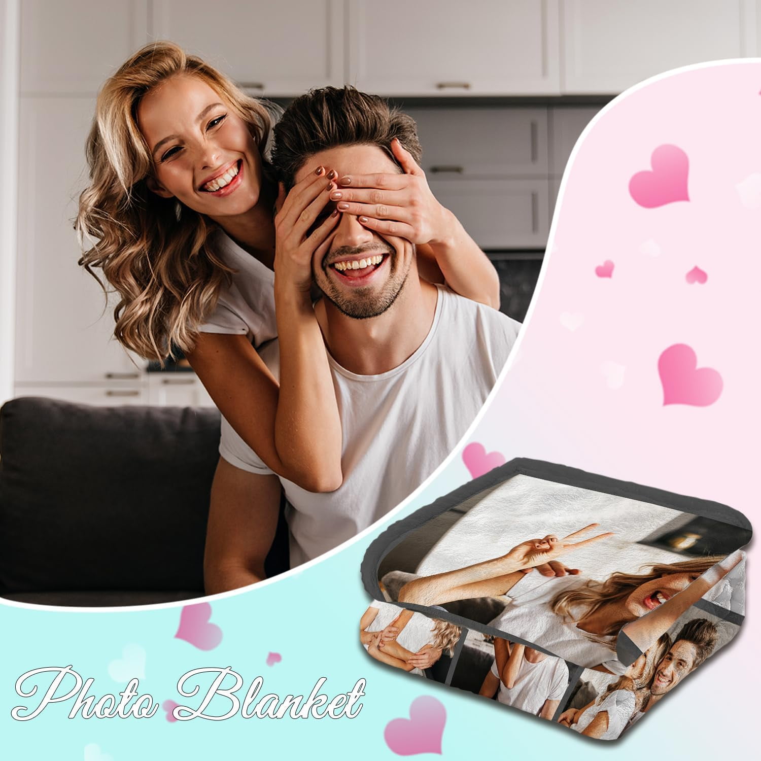 Custom Blanket with Photo Personalized Blankets and Throws Picture Blanket for Mothers Day Birthday Customized for Mom Dad Couple Girlfriend Boyfriend Wife Husband Blankets