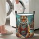 thumbnail image 5 of Balery Pond Meditating Tiger Cesta de ropa redonda con asas, impermeable, independiente, para ropa, juguetes, dormitorio y familia-Small, 5 of 6
