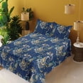 thumbnail image 2 of Ambesonne Paisley Themed Fitted & Flat Sheet with Sham 3 Pcs Set, Eastern Floral Boho, Twin, Dark Indigo Mustard Cream, 2 of 5