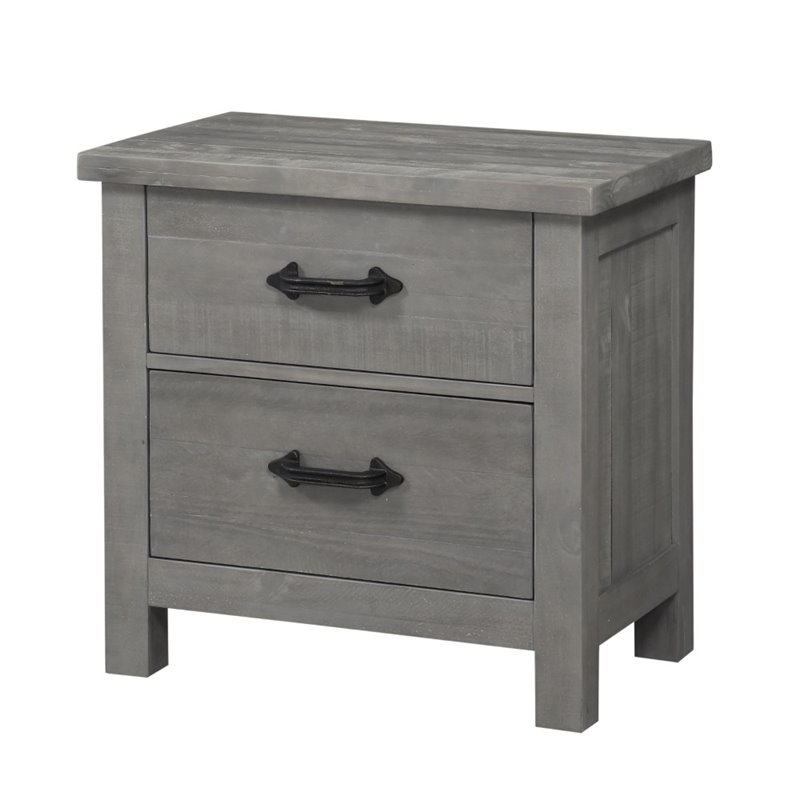 Modus Austin 2 Drawer Solid Wood Nightstand In Rustic Gray