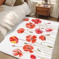 thumbnail image 4 of Area Rugs for Living Room Bedroom, Red Flowers 4'x6' Rug Washable Carpet Runner Indoor Outdoor, Watercolor Spring Country Botanical Floral Non Slip Accent Floor Mats Rug for Kitchen, Office, 4 of 8