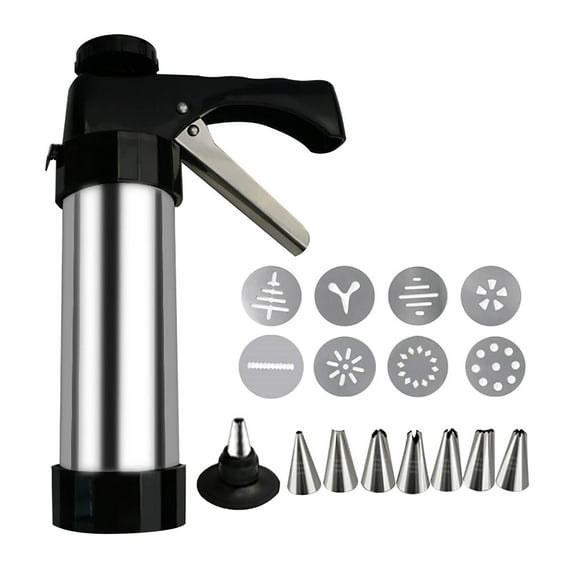 EGNMCR Cake Cookies Cream Decoration Stainless Steel Decoratiogun Set For Decoration 8 Flower And 8 Nozzles Can Be Replaced. Suitable For Household Bak Bakery equipment