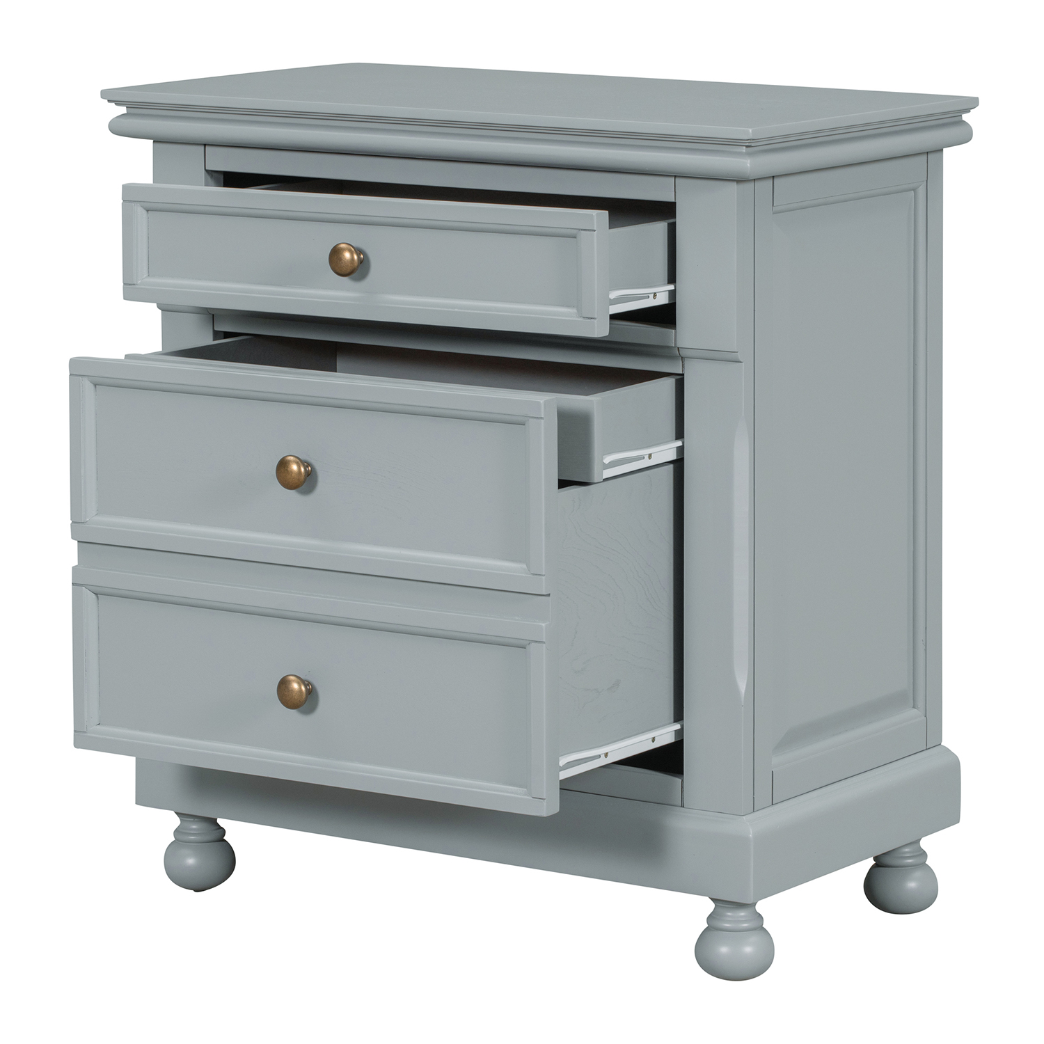 Kadyn Modern 3 Drawers Nightstand, Storage End Table with Gold Metal Handle, Bedside Table for Living Room and Bedroom, Gray Kadyn Modern 3 Drawers Nightstand, Storage End Table with Gold Metal Handle, Bedside Table for Living Room and Bedroom, Gray