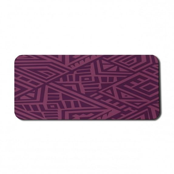 Ethnic Computer Mouse Pad, Boho Culture Effects Geometric Style Creative Pattern, Rectangle Non-Slip Rubber Mousepad X-Large, 35" x 15" Gaming Size, Purple Magenta and Plum, by Ambesonne