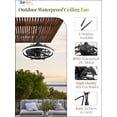 thumbnail image 4 of Zardon 20" Modern Outdoor Ceiling Fan with Light - Remote & App Control, 6 Speeds, 3 Color Temperatures for Patio, Entryway, Outdoor, Black, 4 of 10