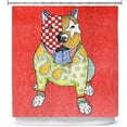 thumbnail image 1 of Shower Curtains 70" x 73" from DiaNoche Designs by Marley Ungaro - Pitbull Dog Watermelon, 1 of 1