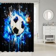 thumbnail image 2 of Manfei Soccer Sports Shower Curtain 72Wx78L, Bath Curtain, Black Bright Blue, 2 of 5