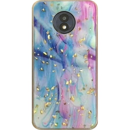 GSA Glitter Marble Candy Case For Motorola Moto E5 Play -Colorful Galaxy