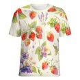 thumbnail image 5 of Various Fruits Womens Tops Women's Fashion Casual Short Sleeve Flower Print Round Neck Pullover Top Blouse, 5 of 6