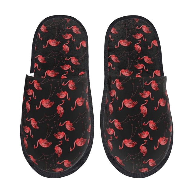 Fotbe Flamingo Pantuflas Peludas para Mujer con Estampado, Zapatillas de Peluche, Zapatos de Invierno para Casa, Uso Interior y Exterior-Medium