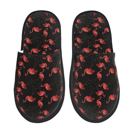 

Rateoe Flamingo Pattern Fuzzy Slippers Fuzzy Soft House Slippers Plush Furry Warm Cozy Open Toe Fluffy Home Shoes-Large