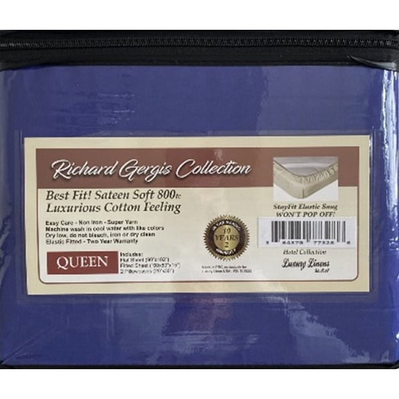 Luxury Linens USA - Queen Royal Blue - Richard Gergis Hotel Collection