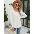 thumbnail image 4 of ZHENWEI Women's Fall Puff Long Sleeve Tunic Tops Pleated Crew Neck T-Shirts Casual Loose Blouse with Smocked Cuffs, 4 of 7
