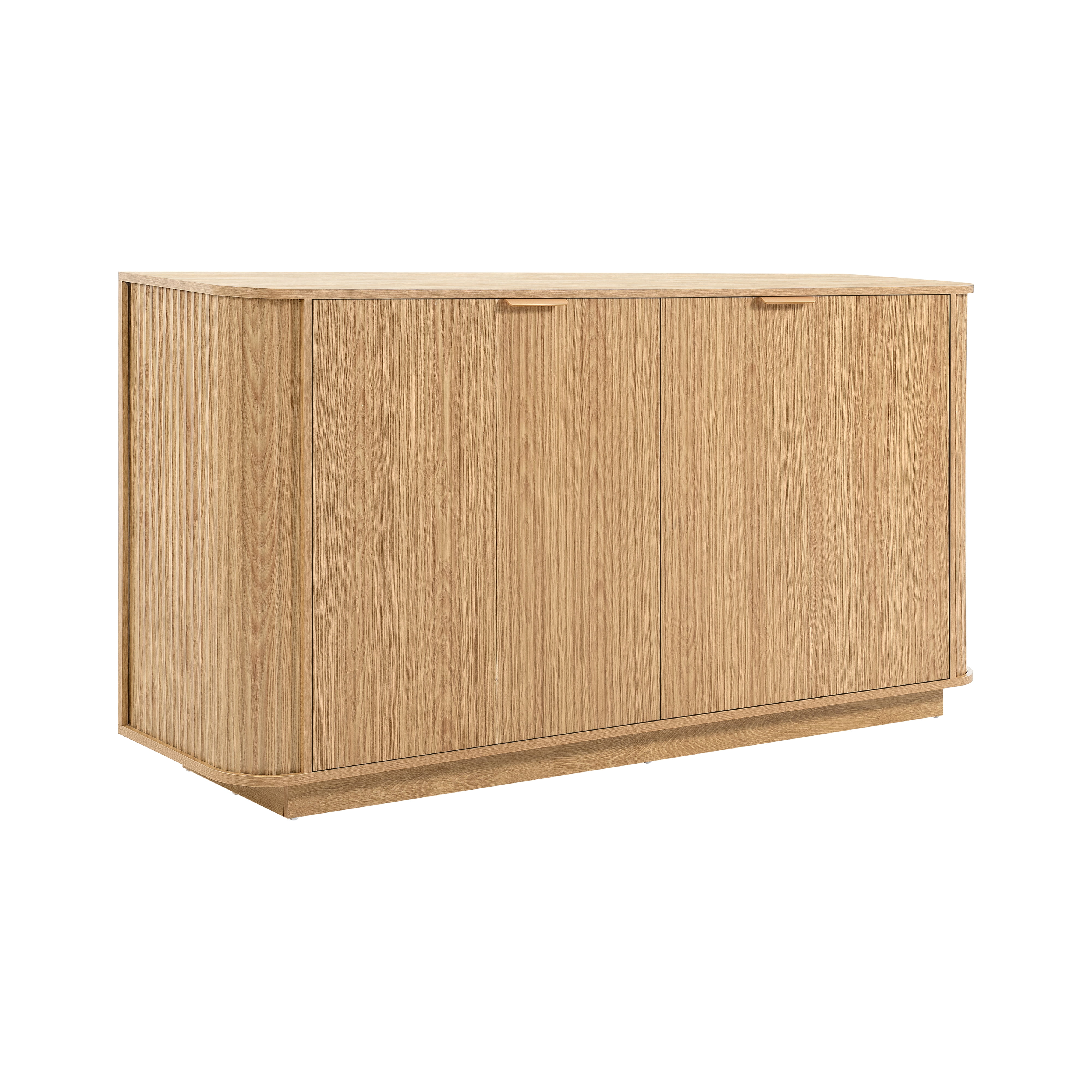 63" Wavy Storage Sideboard, Double-Door Buffet Cabinet with Adjustable Shelves, Suitable for Kitchen, Living Room, Hallway, Versatile Storage (Natural)