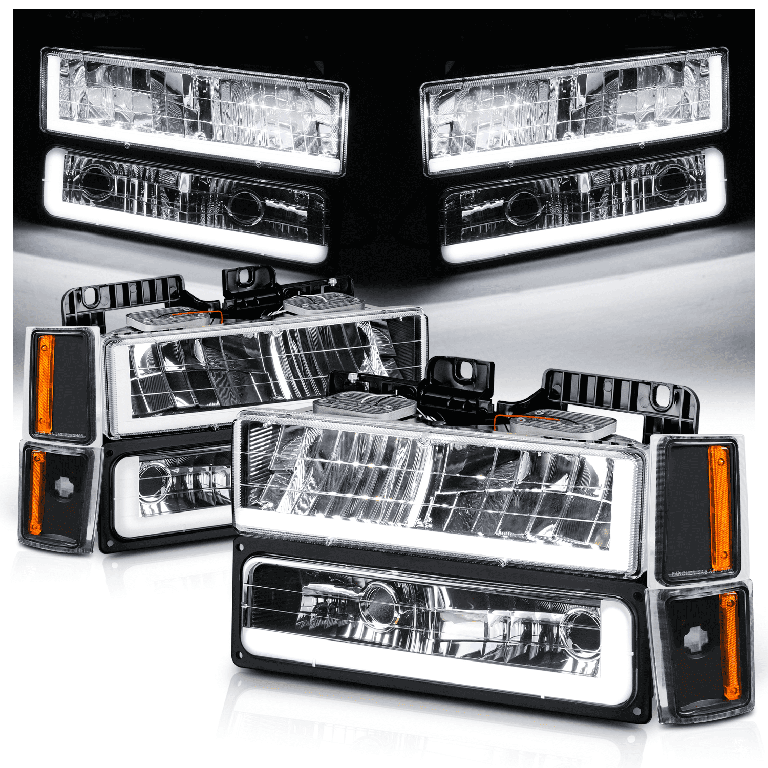 Buy 92-99 GMC SUBURBAN YUKON BLACK EURO CLEAR LENS SIGNAL BUMPER LIGHTS C/K LAMPS In La Puente - Foto 5