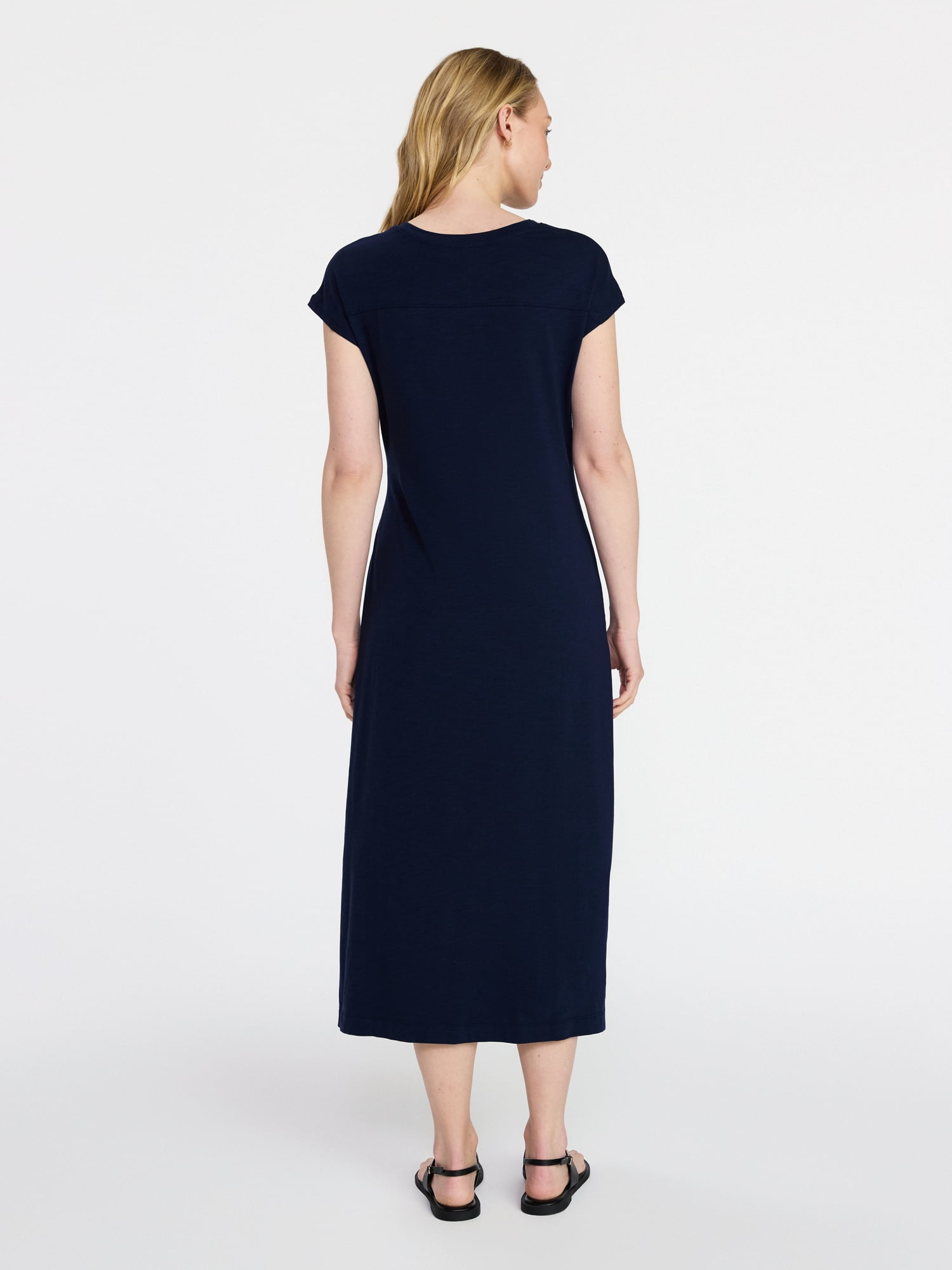 Time and Tru Women's and Women's Plus Side Tie Midi Dress with Dolman Sleeves, Sizes XS-4X