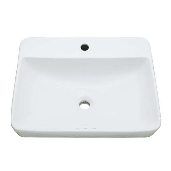 Kingston Brass EV2318 Century 23" Ceramic Rectangular Ceramic Drop-In Bathroom Sink (Single Hole), White