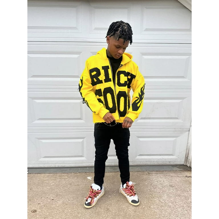 Street Rich Soon Printed Hoodie Male Trendy Y2k Long Sleeve Street Rich Soon Printed Hoodie Male Trendy Y2k Long Sleeve