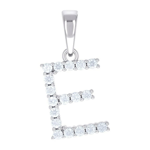 925 Sterling Silver Unisex Cubic Zirconia Letter Name Personalized Monogram Initial E Alphabet Charm Pendant Necklace 24