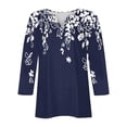 thumbnail image 4 of COM1950s Shorts pour Femmes, Blouses pour Femmes, Mode Féminine Imprimée Manches Courtes 3/4 Col Rond Décontracté, Blouses Manches Courtes pour Femmes, Blouse pour Femmes, Shorts Décontractés pour Femmes, 4 of 5