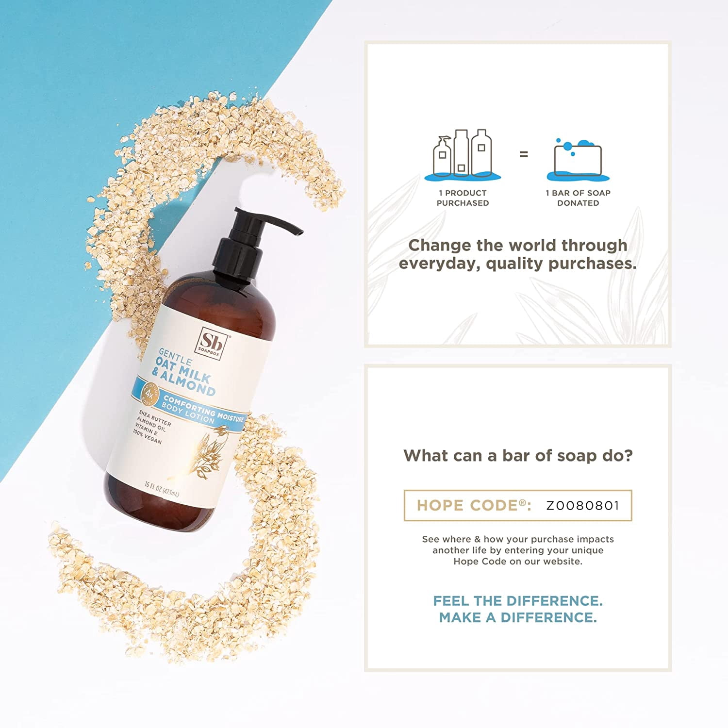 Soapbox Oat Milk & Almond Moisturizing Body Lotion with Shea Butter & Almond Oil | Body Lotion for Women & Men, Paraben Free, Vegan Lotion for Dry Skin, Smooth Skin (16oz, 3 Pack)