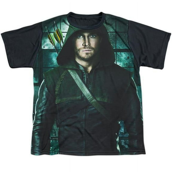 Green Arrow Oliver Queen Looking At You Big Boys Youth Black Back T-Shirt Tee