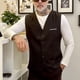 thumbnail image 5 of Chaleco de traje con cuello en V ajustado para hombre, 5 of 6