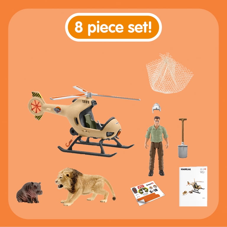 Schleich Wild Life Animal Rescue Helicopter with Safari Animal