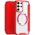 thumbnail image 2 of For Samsung Galaxy S24 Plus /S24+ Flap Wallet Case Credit Card Pouch, Clear TPU Back Hard [Magnetic Circle] Compatible with Magsafe Cover ,Xpm Phone Case [ Red ], 2 of 10