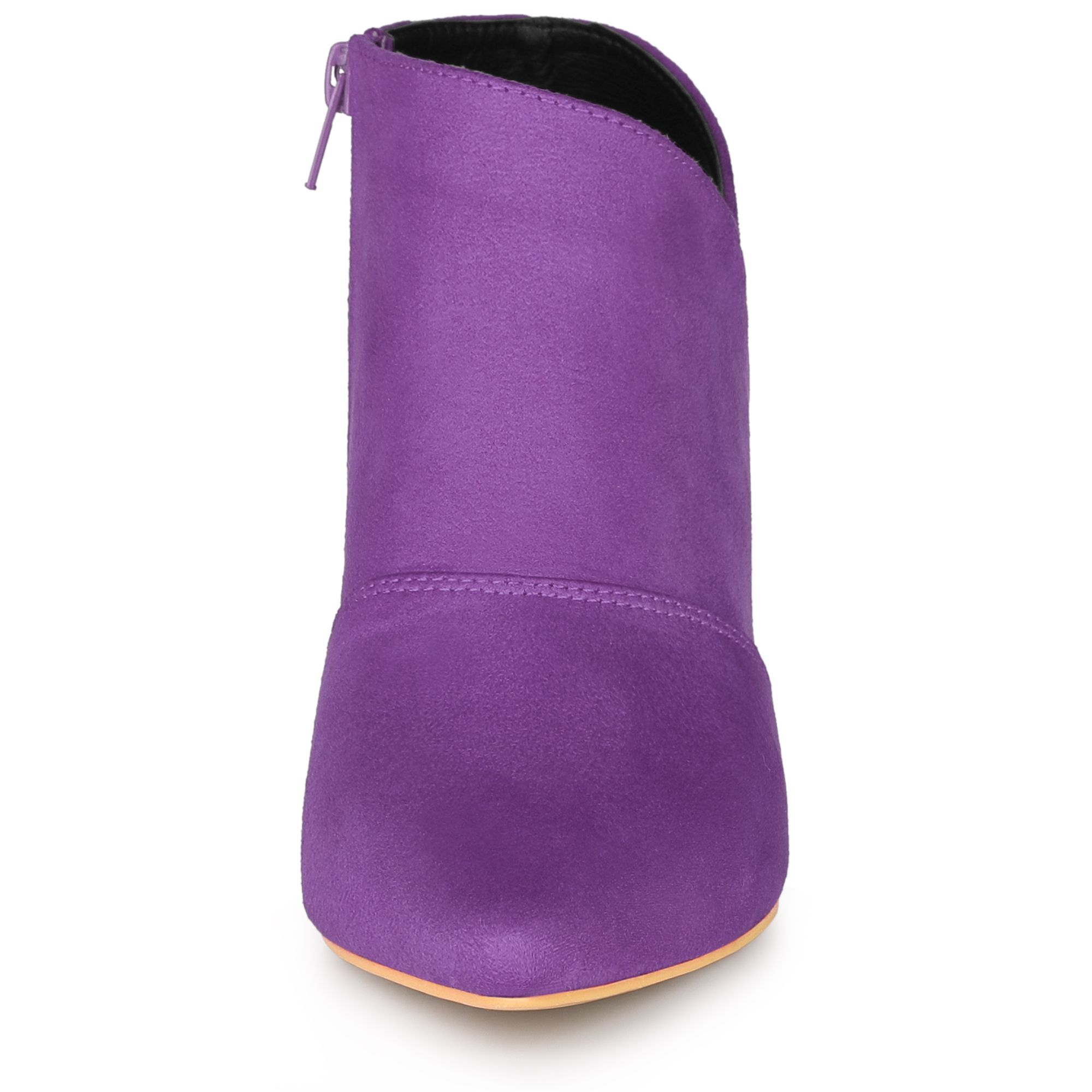 DARING DIVA Women's Pointed Toe Kitten Heel Cutout Ankle Boots Purple 6.5
