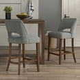 thumbnail image 5 of Light Gray Upholstered Counter Height Bar Stool with Solid Wood legs Set of 2, 5 of 8