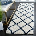 thumbnail image 3 of SAFAVIEH Hudson Jackson Trellis Shag Runner Rug, Ivory/Navy, 2'3" x 8', 3 of 9