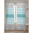 thumbnail image 5 of Minimalist Sheer Curtains 84 Inch Long 2 Panels, Turquoise Gradient Gray Stripe Light Filtering Rod Pocket Semi Sheer Curtains, Sheer Voile Drapes for Living Room Bedroom, 52"x84", 5 of 5
