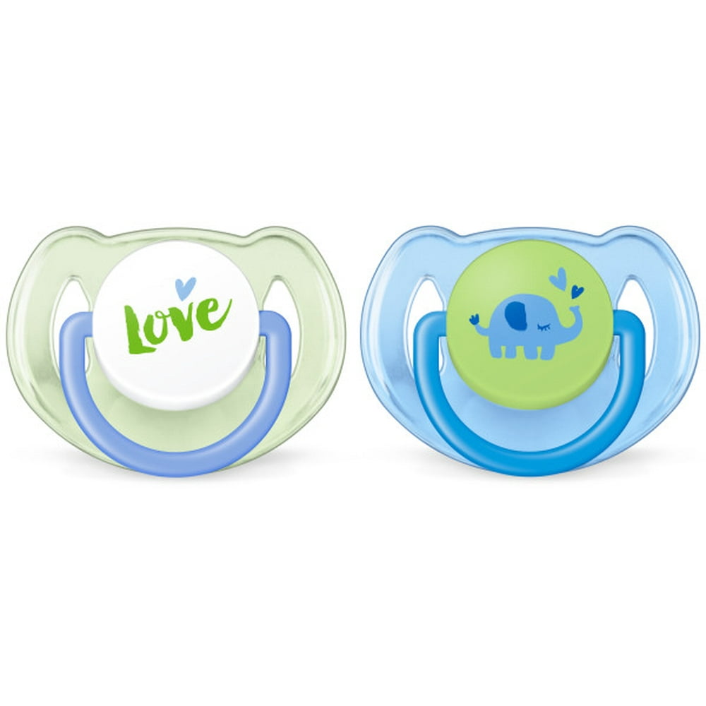 Philips Avent Classic Pacifier, 618 months, blue/green elephants, 2