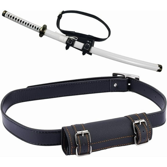 Bags 44.09×1.02 Inch PU Leather Belt and 8.15×5.94 Inch Scabbard Swords Carry Case Leather Storage Bag Medieval Knight Back Scabbard for Role Playing Cosplay Black