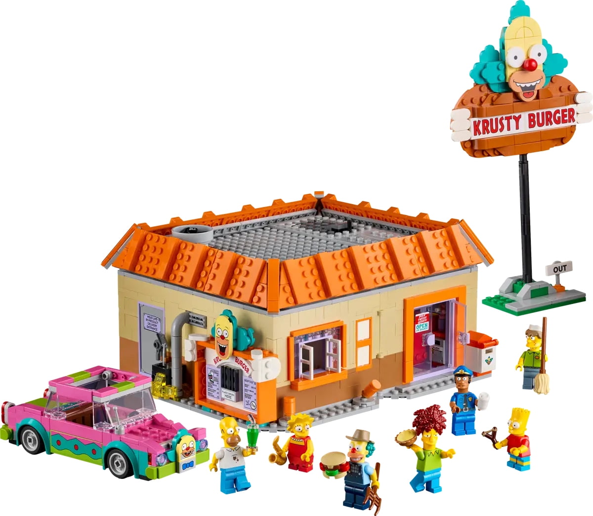 LEGO® Icons The Simpsons™: Krusty Burger 10352 Building Set – Collectible Display Model with Homer’s Clown Car and 7 Minifigures – 1,635 Pieces for Adult Fans of The Simpsons