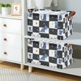 thumbnail image 2 of Yayeee Foldable Storage Basket for Shelves with Handles Waterproof Cloth Bins, Blue Cat Stars, 2 of 7