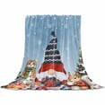 thumbnail image 2 of Christmas Gnome Throw Flannel Blanket 50x60In Squirrel Cat Xmas Tree Snowflake Blue Super Soft Cozy Bed Blanket, Lightweight Plush Fuzzy Bed Throw for Bedroom Sofa Couch Living Room, 2 of 4