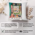 thumbnail image 2 of Ethan Taylor Architecture Throw Pillow Soft Cushion Cover 'Henri Matisse The Open Window European Buildings' Bohemian Decorative Square Accent Pillow Case, 16x16 Inches, Green, Pink, 2 of 5