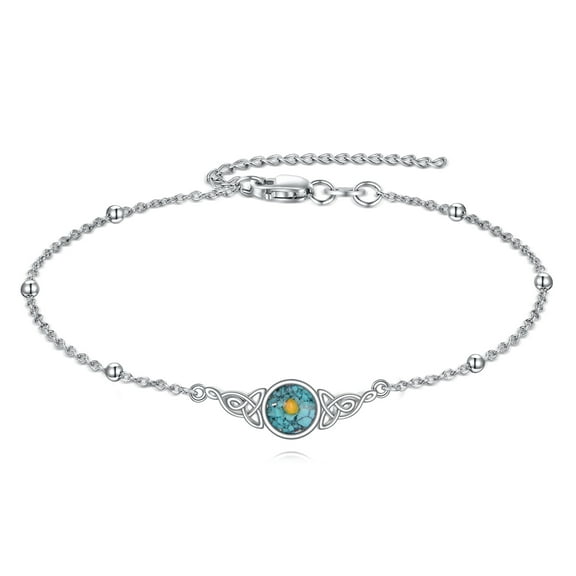 Mustard Seed Turquoise Bracelet for Women Sterling Silver Celtic Knot Bracelet Jewelry Gifts for Girlfriend