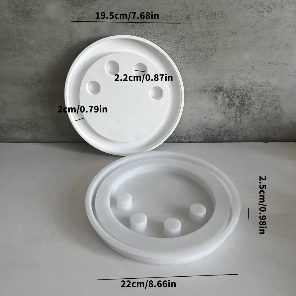 Aurgiarme Round Flexible Silicone Mold for Epoxy Resin Castes Sturdy Concrete Candle Holder Craft Supplies Forms Daily Use