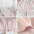 thumbnail image 6 of Women's Lace Trim Satin Sleepwear Cami Top and Shorts Pajama Sets, Pink, 6 of 6