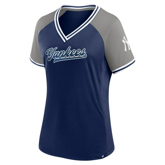 Women's Profile Navy New York Yankees Plus Size Crossover V-Neck T-Shirt