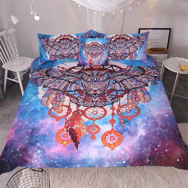 Dreamcatchers Búho Galaxy Nativo Americano Juego de Cama Lt10