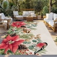 thumbnail image 2 of Christmas Poinsettia Outdoor Rug for Patio/Deck/Porch, Non-Slip Large Area Rug 5 x 7 Ft, Xmas Birds Berries Eucalyptus Botanical Indoor Outdoor Rugs Washable Area Rugs, Camping Rug Carpet Runner, 2 of 8