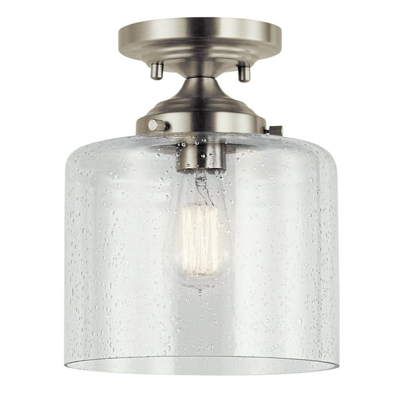 Kichler Winslow 8.5" 1 Light Brushed Nickel Semi-Flush Mount Light with Clear Seeded Glass