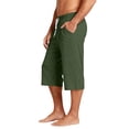 thumbnail image 3 of Migroa Mens Solid Capri Pants Elastic Waist Stretch Casual Trousers Summer Outdoor Beach Bottoms Blackish Green L, 3 of 8