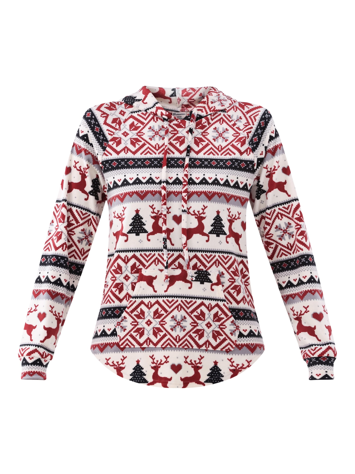 No Boundaries Plush Christmas Pullover Hoodie, Women's