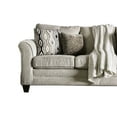thumbnail image 3 of Benzara BM204665 Chenille Fabric Upholstered Wooden Sofa with Flared Arms, Beige, 3 of 3