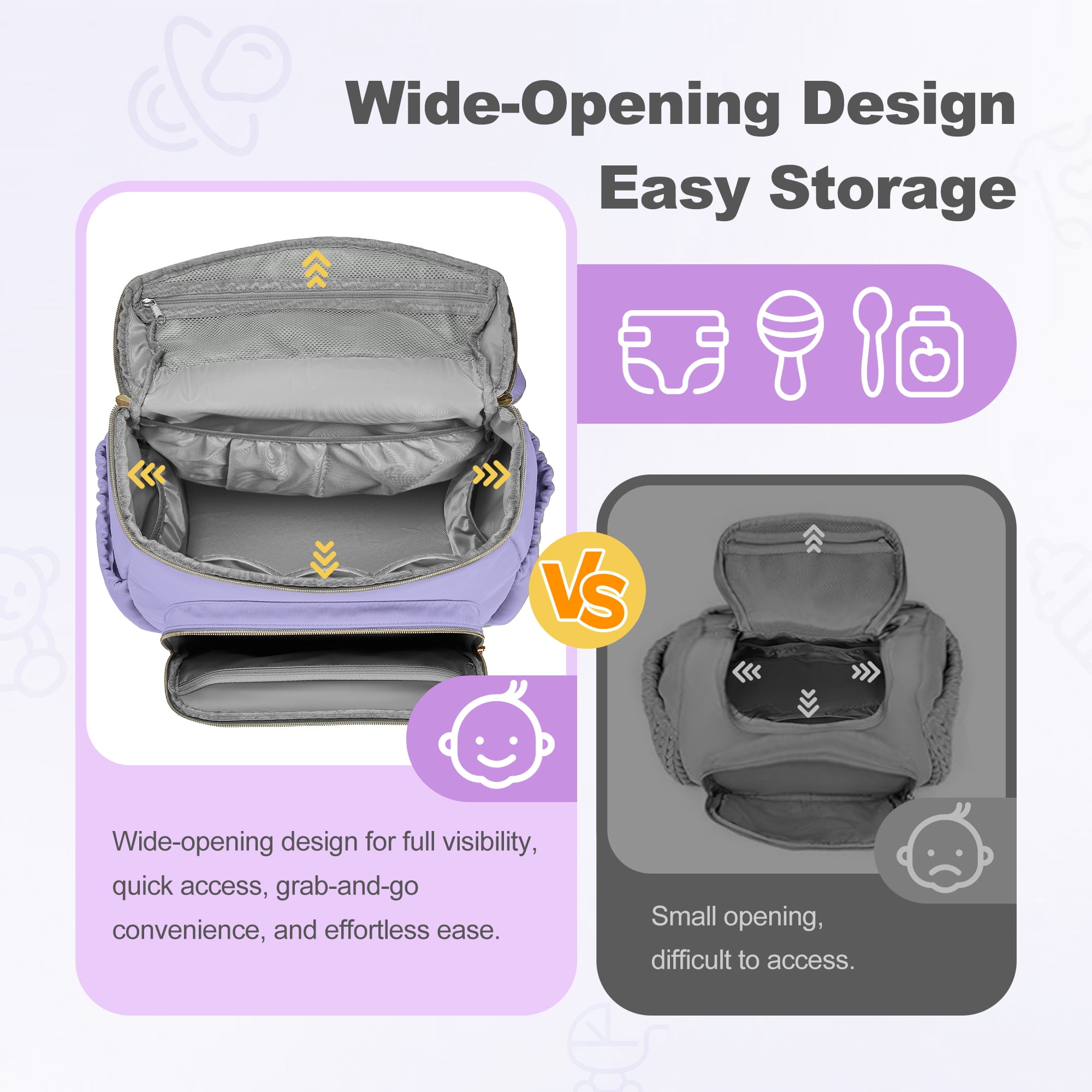 DERSTUEWE Diaper Bags, Small  Fashion Diaper Backpack for Women Baby Diaper Bag with Insulated Milk Bottle Pocket, Purple